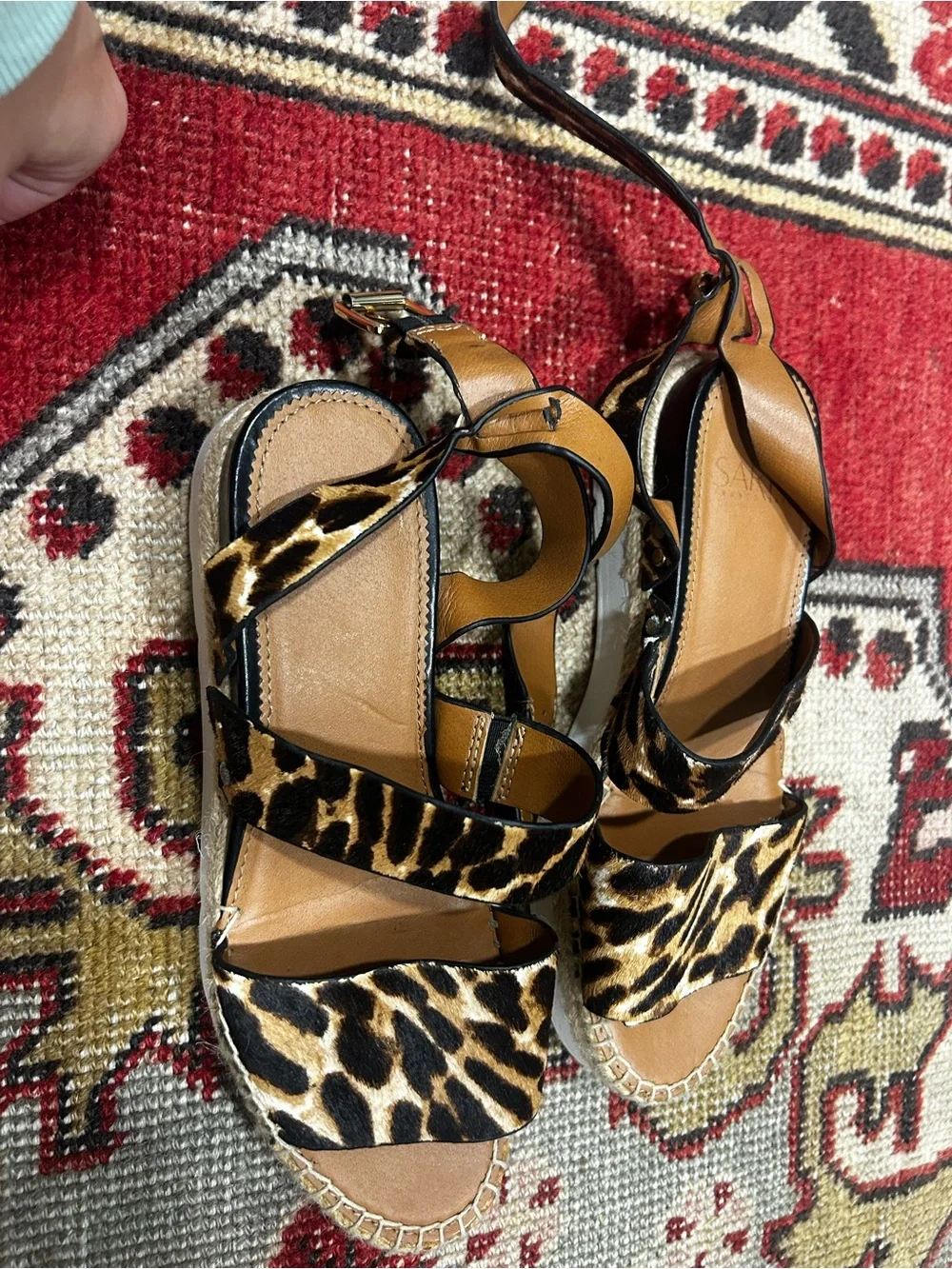 SARTO Leopard Print Espadrille Platform Sandals (Rare)